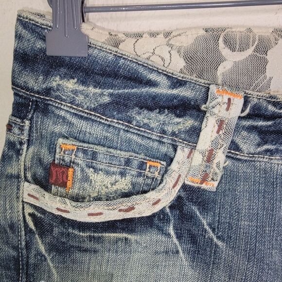 Miss Me Vintage 90s Y2k NWT Lace Pocket Low Rise Boot Cut Denim Jeans Size 27 - Picture 4 of 10